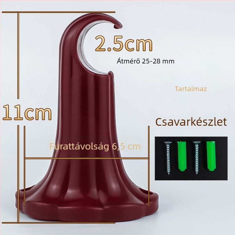 Univerzális függönyrúdtartó, régi stílusú, vastagított, fix egyrudas, csavarokkal, lyukak közötti távolság állítható, fehér-arany