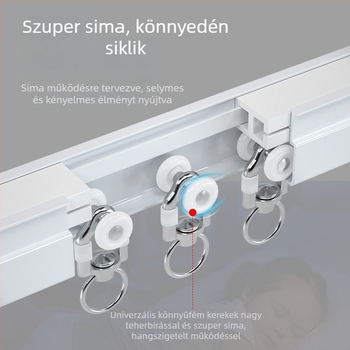 Falhoz rögzített ívelt függöny sín, hajlékony és állítható méretű, U‑alakú felső- vagy oldalsó szerelés