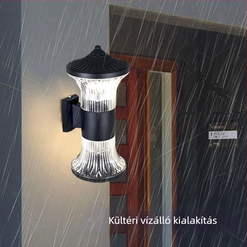 Kültéri vízálló falikar kínai stílusban, egyszerű, körkörös dizájn E27-es foglalattal, kültéri falakhoz, folyosókhoz és teraszokhoz