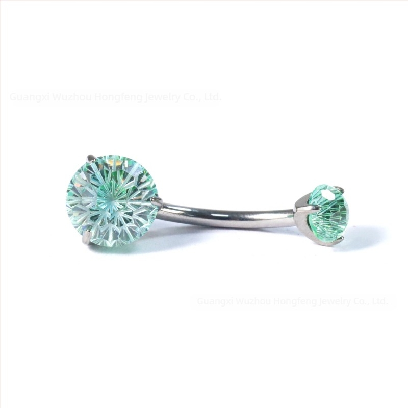 F136 titánium ötvözetű köldök piercing cirkóval, gradient színű, tűzijáték stílus