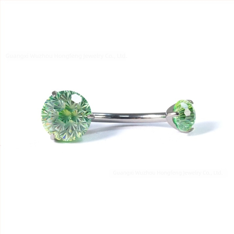 F136 titánium ötvözetű köldök piercing cirkóval, gradient színű, tűzijáték stílus