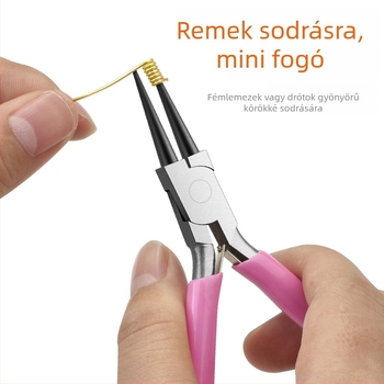 Rózsaszín mini fogókészlet, 9 darabos, multifunkcionális ékszerkészítő eszközök – kerek orrú és hegyes orrú fogók