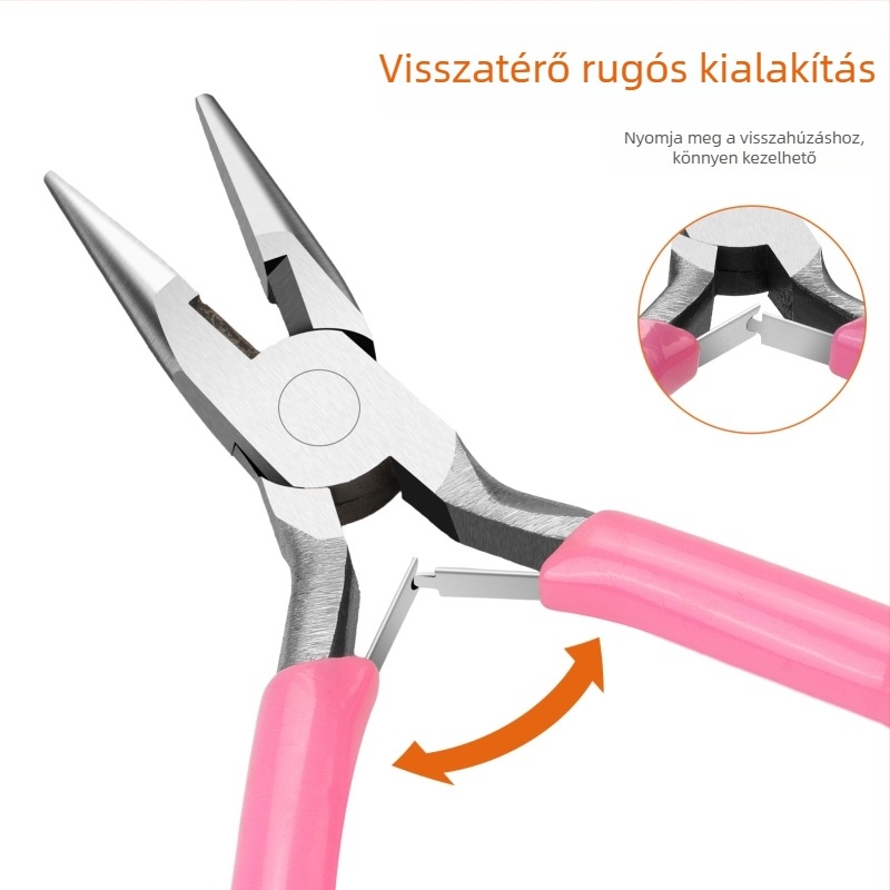 Rózsaszín mini fogókészlet, 9 darabos, multifunkcionális ékszerkészítő eszközök – kerek orrú és hegyes orrú fogók