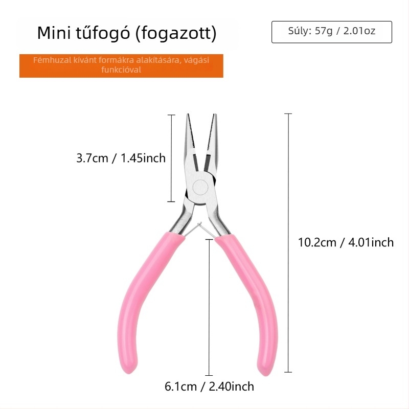 Rózsaszín mini fogókészlet, 9 darabos, multifunkcionális ékszerkészítő eszközök – kerek orrú és hegyes orrú fogók