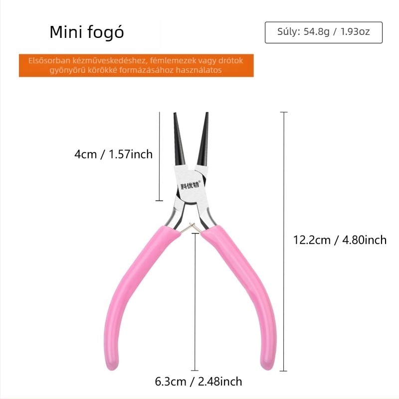 Rózsaszín mini fogókészlet, 9 darabos, multifunkcionális ékszerkészítő eszközök – kerek orrú és hegyes orrú fogók