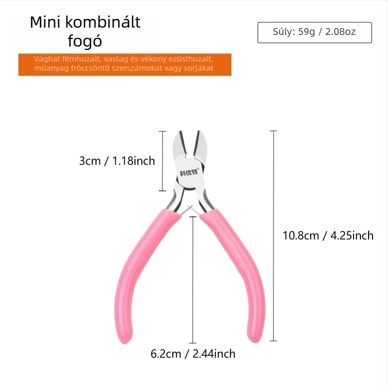 Rózsaszín mini fogókészlet, 9 darabos, multifunkcionális ékszerkészítő eszközök – kerek orrú és hegyes orrú fogók