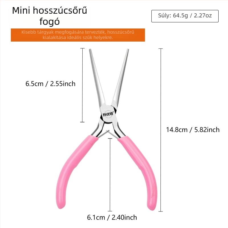 Rózsaszín mini fogókészlet, 9 darabos, multifunkcionális ékszerkészítő eszközök – kerek orrú és hegyes orrú fogók