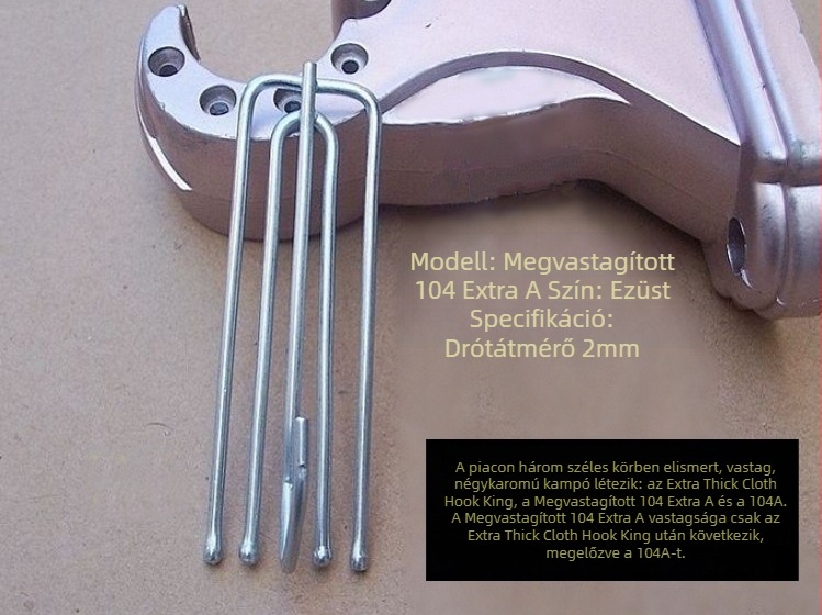 Négyágú függönykampó rozsdamentes acélból, elektroplatált felülettel, ezüstfehér színben