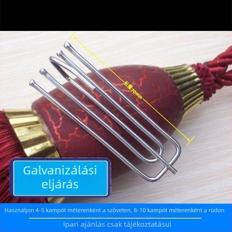 Négyágú függönykampó rozsdamentes acélból, elektroplatált felülettel, ezüstfehér színben