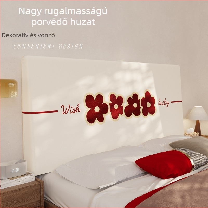 Kétoldalas nyomtatású ágyfejvédő huzat, teljes lefedettség, porálló, ünnepi élénkpiros színben, új stílus, egyszerű és elegáns dizájn.