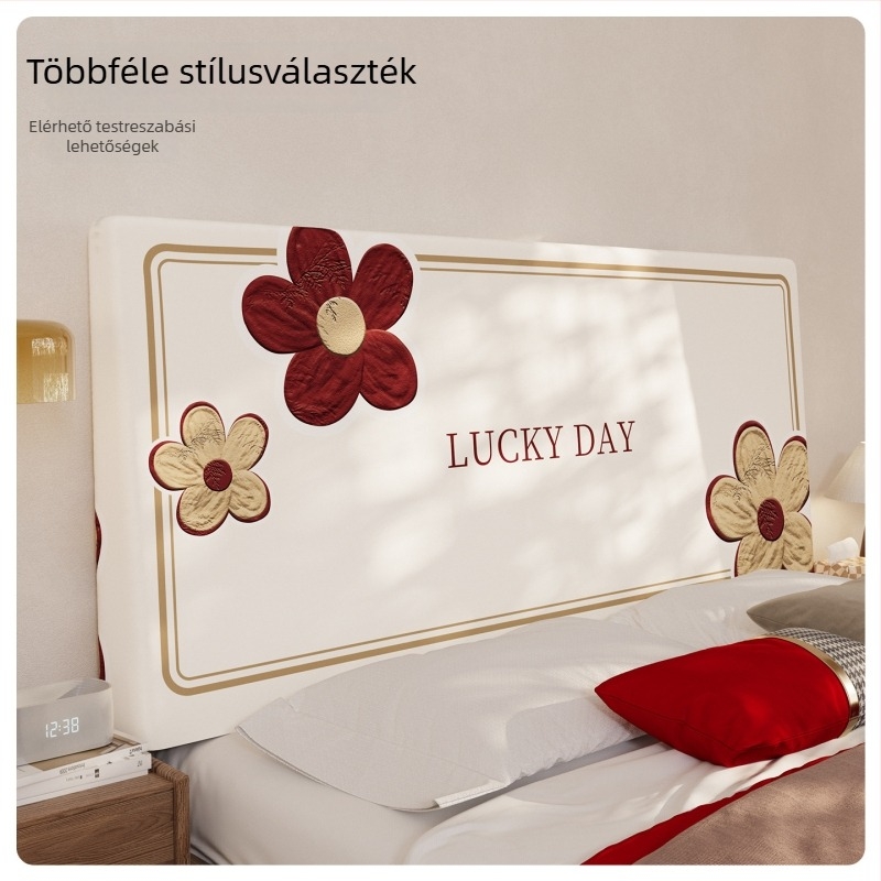 Kétoldalas nyomtatású ágyfejvédő huzat, teljes lefedettség, porálló, ünnepi élénkpiros színben, új stílus, egyszerű és elegáns dizájn.