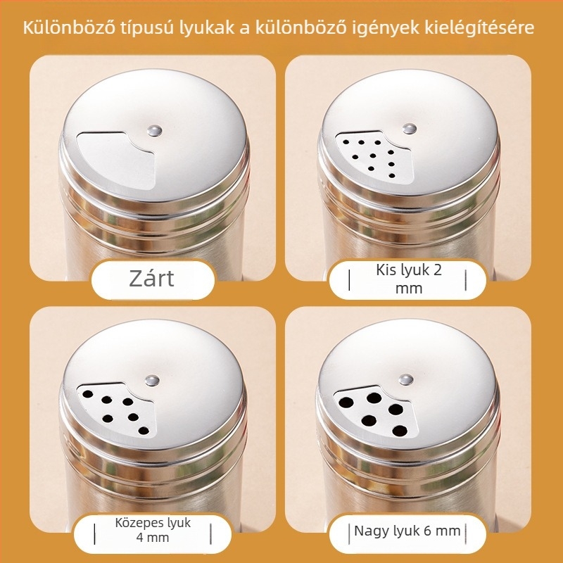 Rozsdamentes acél fűszertartó – konyhai fűszerekhez, forgó bors és kömény, grillhez