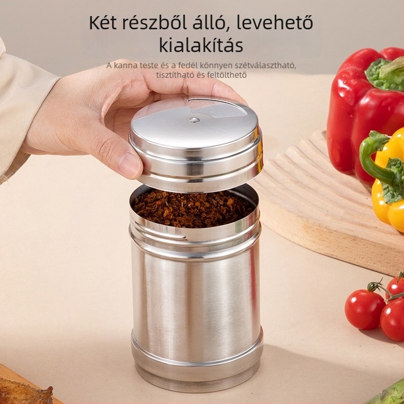 Rozsdamentes acél fűszertartó – konyhai fűszerekhez, forgó bors és kömény, grillhez