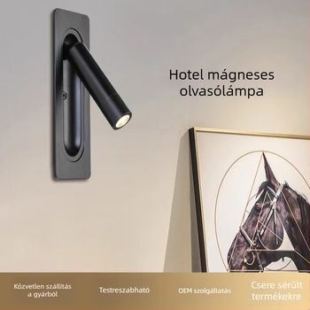 LED-beépített mágneskapcsolós falikar, forgatható olvasólámpa az ágy mellett szállodai szobákhoz
