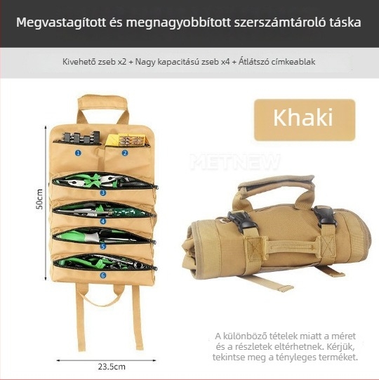 Masszív szerszámtároló táska, rol-típusú villanyszerelő táska, autóba rögzíthető szerszámtartó