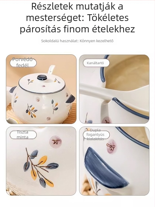 Kétfülű kerámia zsír tároló fedővel, konyhai fűszertartó, nagy kapacitású csiliolajhoz és sóhoz
