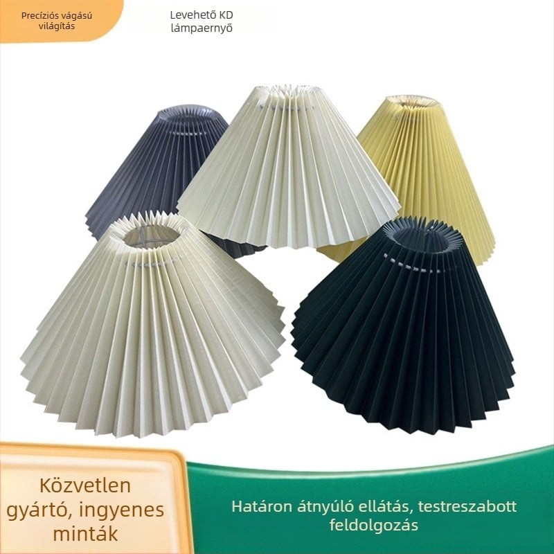 Textil plisírozott lámpabúra asztali lámpákhoz és csillárokhoz, hajtogatható KD lámpabúra