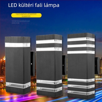 Kültéri falikar, modern minimalistikus téglalap alakú dizájnnal, több méretben elérhető, vízálló LED falikar az ajtó előtti bejárathoz