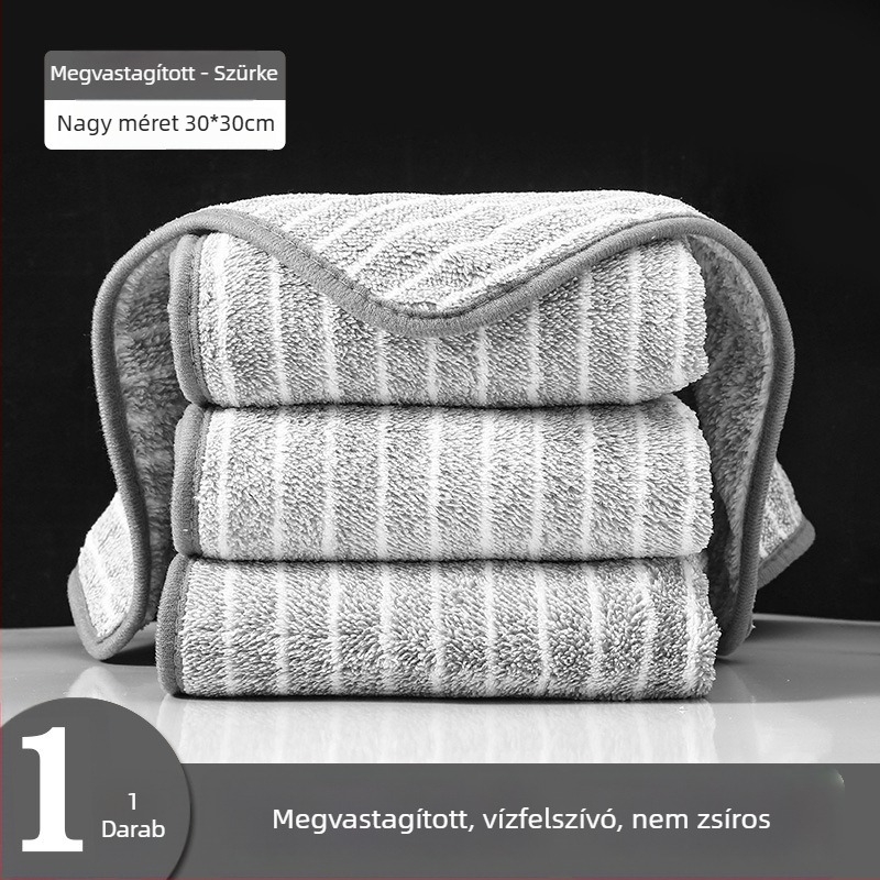 Mikroszálas edényruha, szöszmentes, könnyen tisztítható, nedvszívó konyhai kis törölköző akasztóval