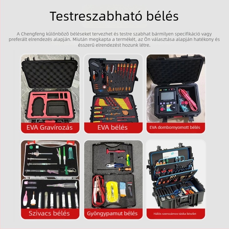 PP műanyag szerszámos láda elektronikai alkatrészek tárolására, megerősített és hordozható, 401 sorozat