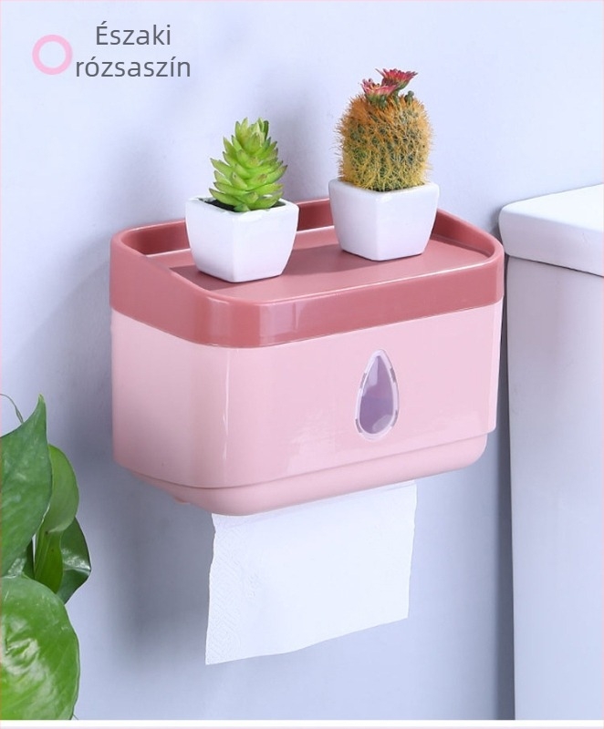 Fúrás nélküli falra szerelhető WC-papír tartó fürdőszobába, vízcsepp formájú dizájn, multifunkcionális tároló