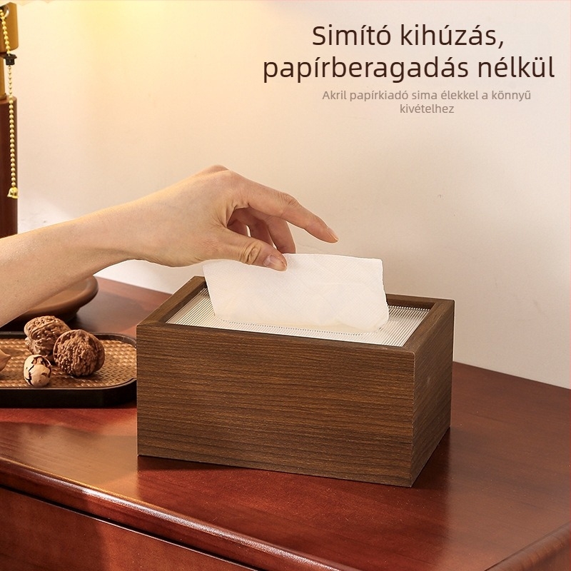 Új kínai stílusú, fa alapú zsebkendő-doboz nappali asztalhoz, zsebkendő és szalvétatartó, logónyomás lehetőség