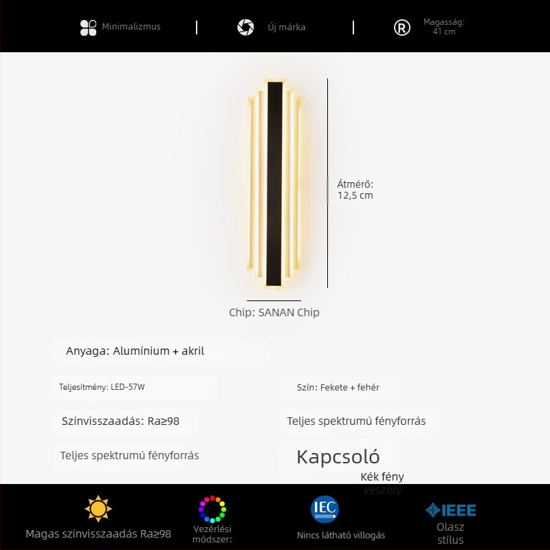 Nordic falikar – modern minimalistikus, teljes spektrumú LED csík, hosszú kivitel a nappaliba, folyosóra, lépcsőhöz és az ágy mellé