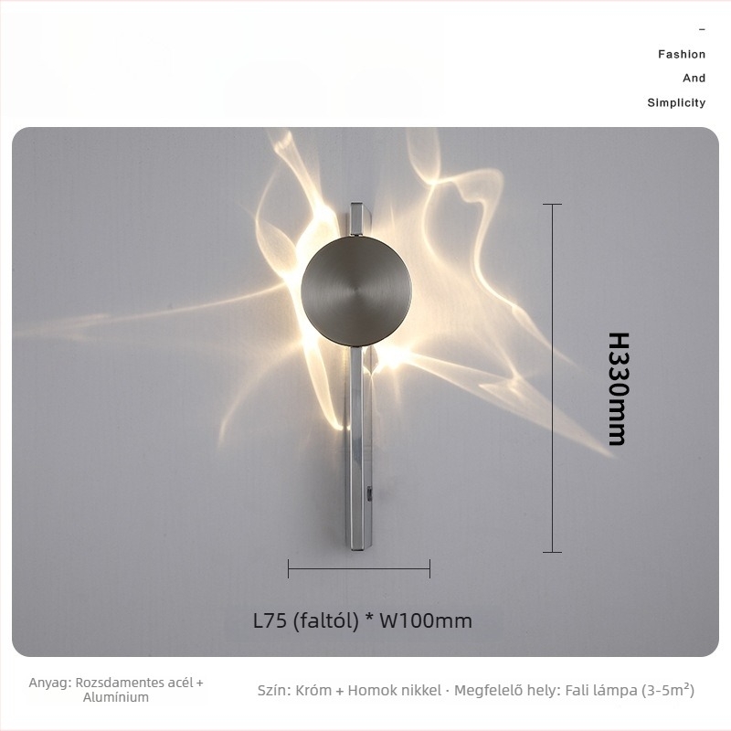 olasz minimalist designú falikar rozsdamentes acél testtel és üvegbúrával