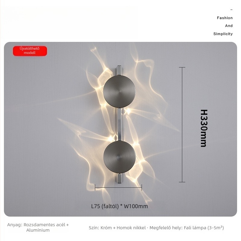 olasz minimalist designú falikar rozsdamentes acél testtel és üvegbúrával