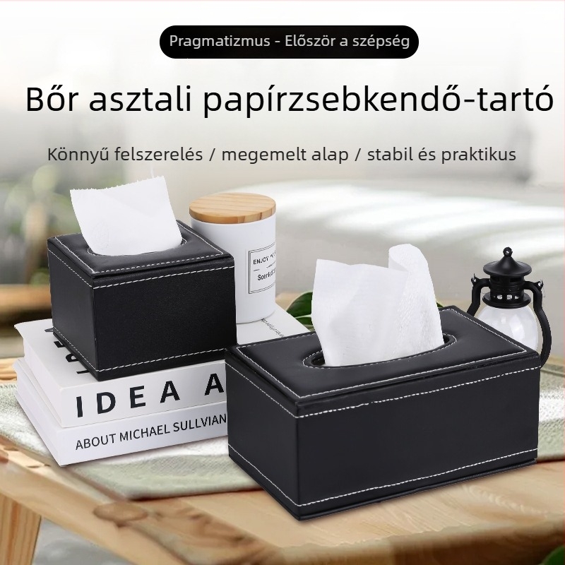 Bőr zsebkendő tartó doboz fiókkal autóhoz, otthonhoz és irodához – könnyed luxus
