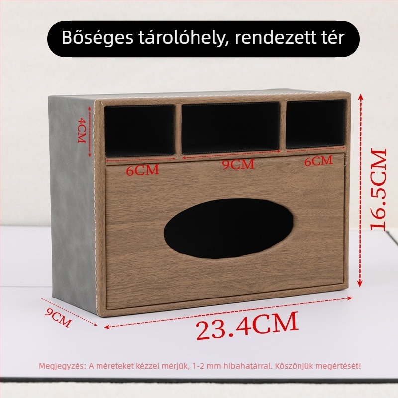 Bőr zsebkendő tartó doboz fiókkal autóhoz, otthonhoz és irodához – könnyed luxus