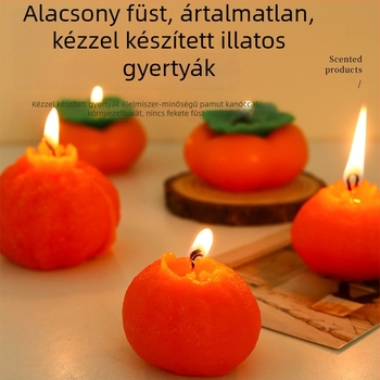 Csúnyán formázott narancs illatú gyertya, kézzel készített, gyümölcs alakú