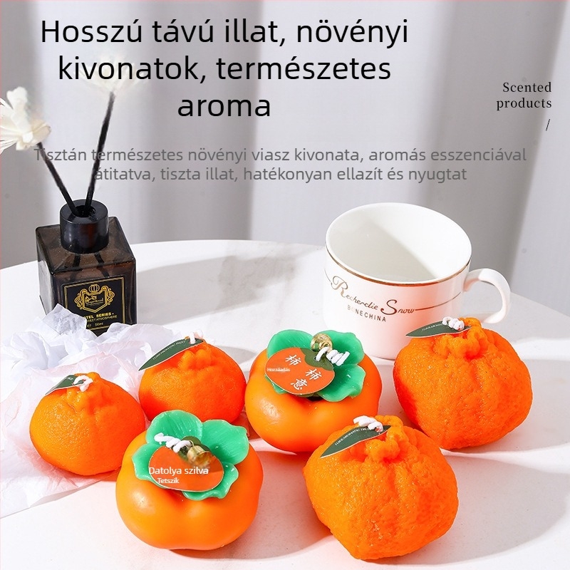 Csúnyán formázott narancs illatú gyertya, kézzel készített, gyümölcs alakú