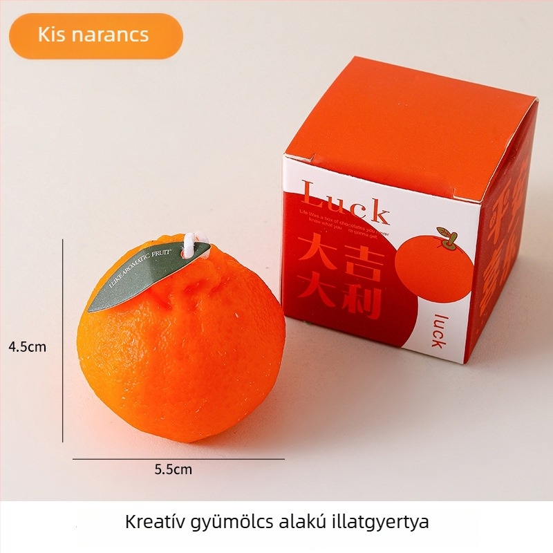 Csúnyán formázott narancs illatú gyertya, kézzel készített, gyümölcs alakú