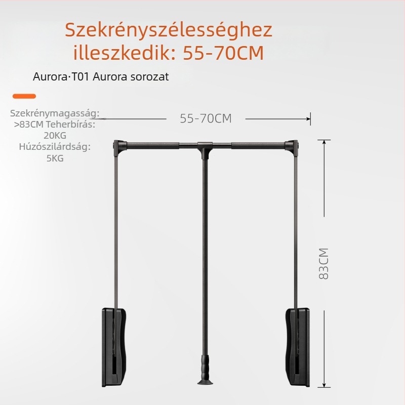 Húzható ruhaszárító rúd gardróbhoz, belső állítható keresztrúd