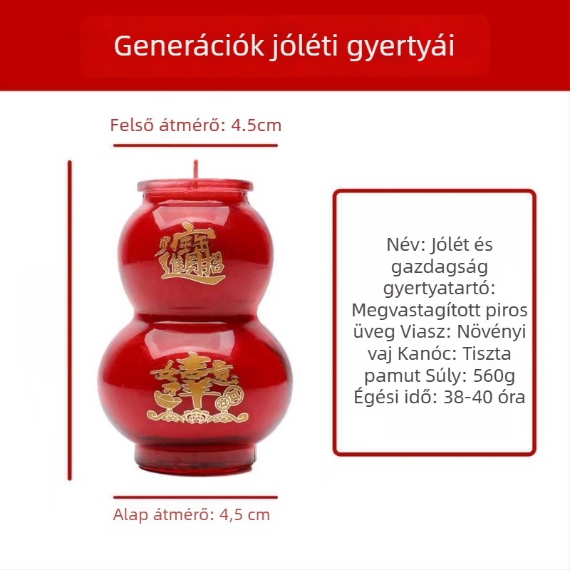 Üvegpohár tök alakú olajgyertya lámpa, füstmentes vörös gyertya otthoni használatra, önálló tartóval
