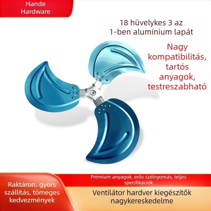 18 hüvelykes alumínium ventillátor-lapát, három az egyben, testre szabható paraméterek, modern minimalista stílus.