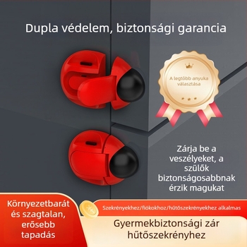 Lyukasztásmentes hűtőajtó zár – egy- és kétszárnyú ajtókhoz, műanyag mechanikus biztonsági zár gyerekbiztos fiókokhoz