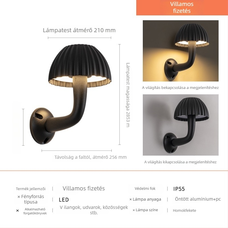 Kültéri falikar villaudvarhoz, vízálló kültéri világítás, falra szerelhető alumínium test, IP55, LED 12W, 3000K, 180° fényszög, modern minimalist design