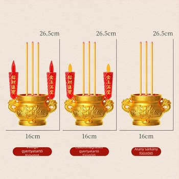 Elektronikus tömjénégető LED gyertyával, Buddha lámpa, a Szerencse Istene lámpája és örökké égő gyertyatartó