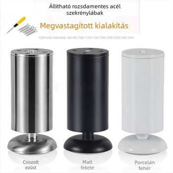 Rozsdamentes acélból készült bútorlábak kanapéhoz, szekrényhez, TV-állványhoz, dohányzóasztalhoz, ágyhoz és asztalhoz – állítható magasság