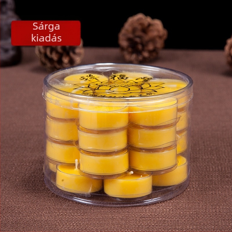 4 órás füstmentes ghee gyertya buddhista felajánláshoz, aromaterápiás növényi olaj, 28 darab
