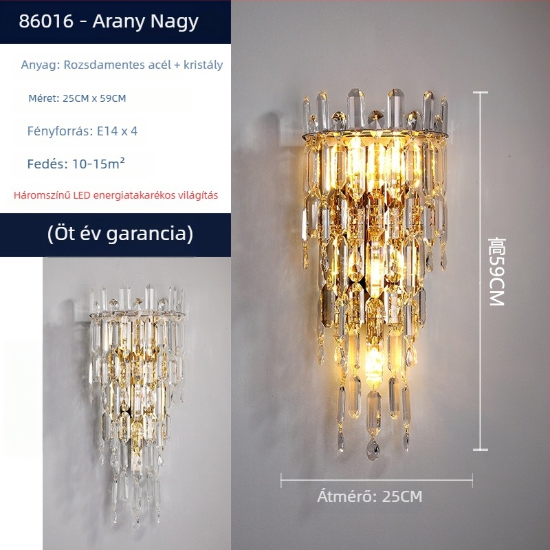 Kristály falikar, modern minimalist luxus stílusban, nappaliba, TV-hátfalhoz, hálószobába és folyosóra.