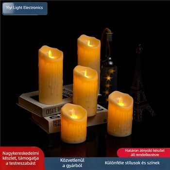 Elektronikus LED gyertya könnyező hatású, enyhe lengő mozgással születésnapi dekorációhoz