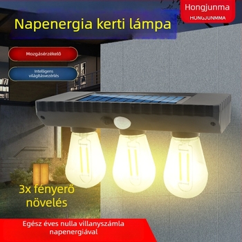 Napelemes kerti falikar, kültéri dekoratív, vízálló, wolfram szálas világítás