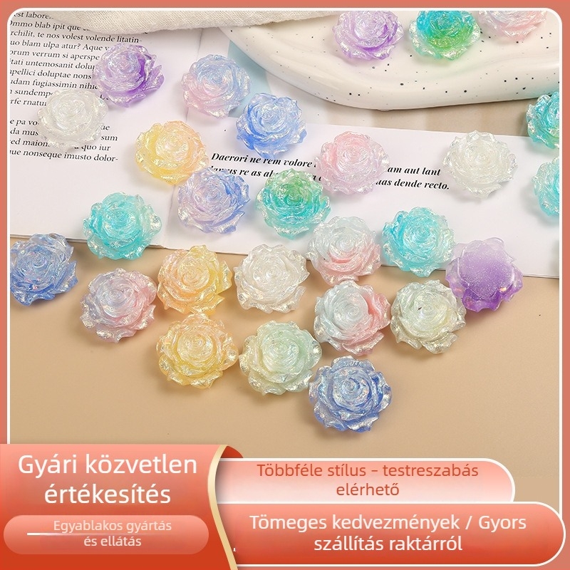 3D Cat-Eye rózsaszín DIY gyöngyök dekorációhoz: cipődísz, manikűr, telefontok, fülbevaló és nyaklánc kiegészítőkhöz