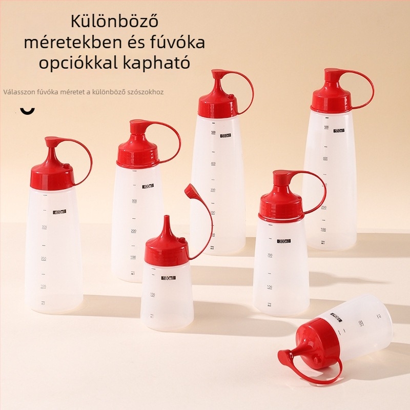 Műanyag nyomóüveg szószokhoz, paradicsomsaláta öntethez, élelmiszer-minőségű konyhai tartály