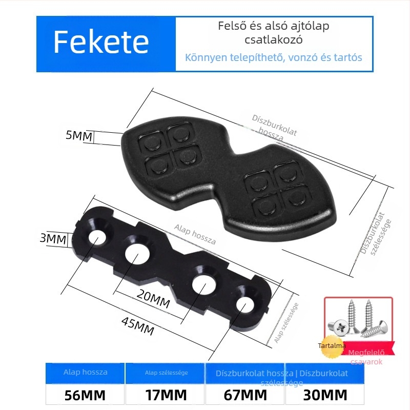 Gardrób ajtó panel csatlakozó felső és alsó ajtókhoz, fa összekötő lemez