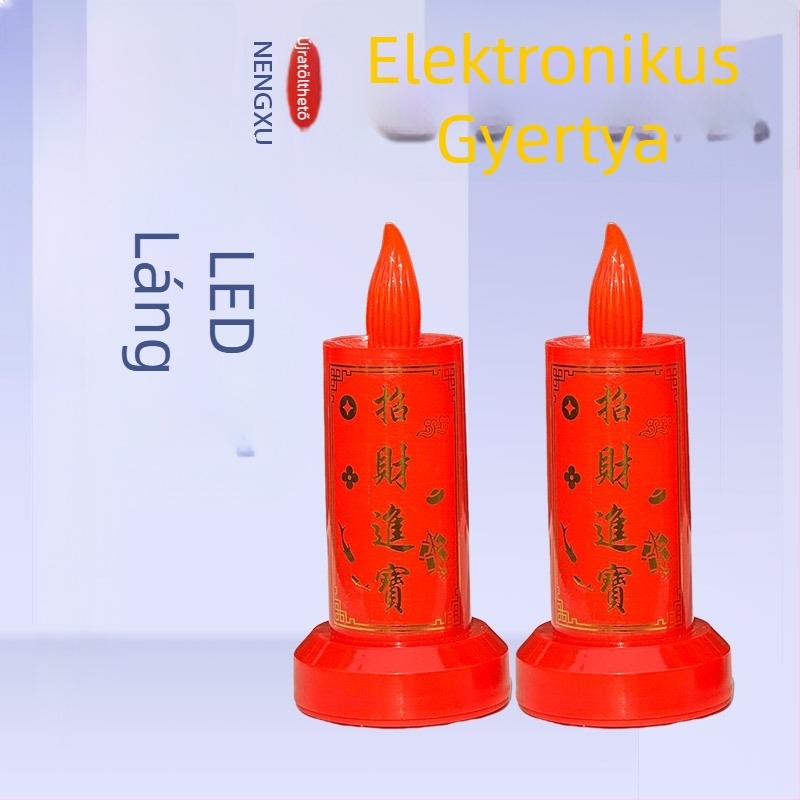 Buddhista otthonok számára készült LED elektronikus gyertya, akkumulátoros, hosszú élettartamú, a gazdagság és a jóllét elősegítésére