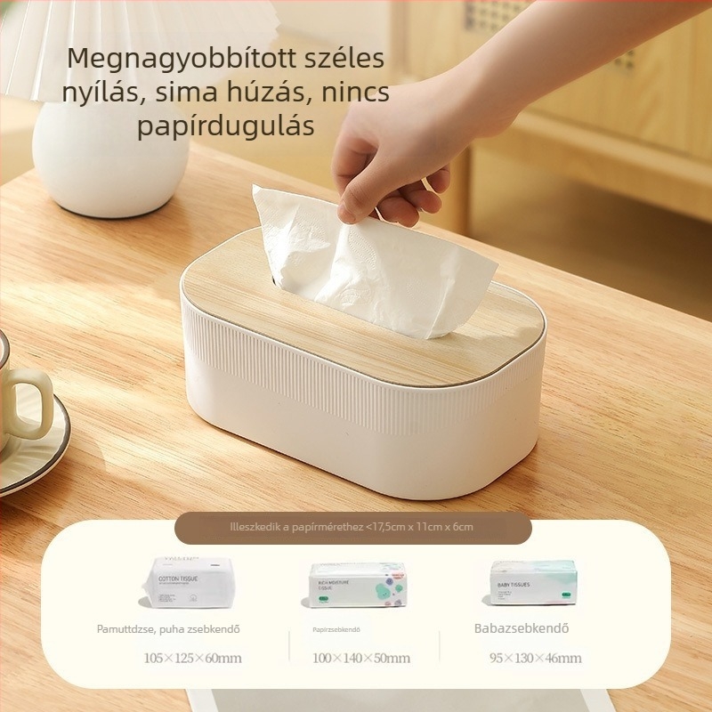 Téglalap alakú asztali papírzsepi tartó tárolóval, elegáns kiegészítő a nappaliba és a fürdőszobába